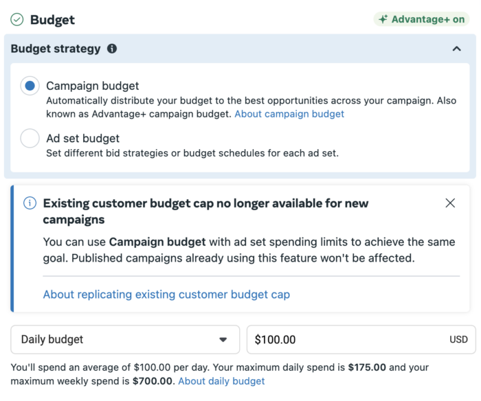 Change to Ad Set Spending Limits
